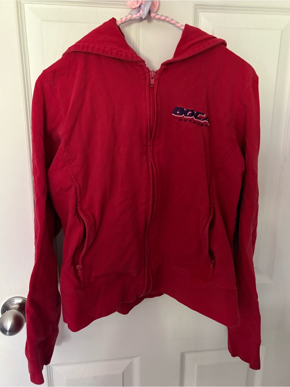 Boca Vintage Y2K Red and Pink Athletic Zip Up